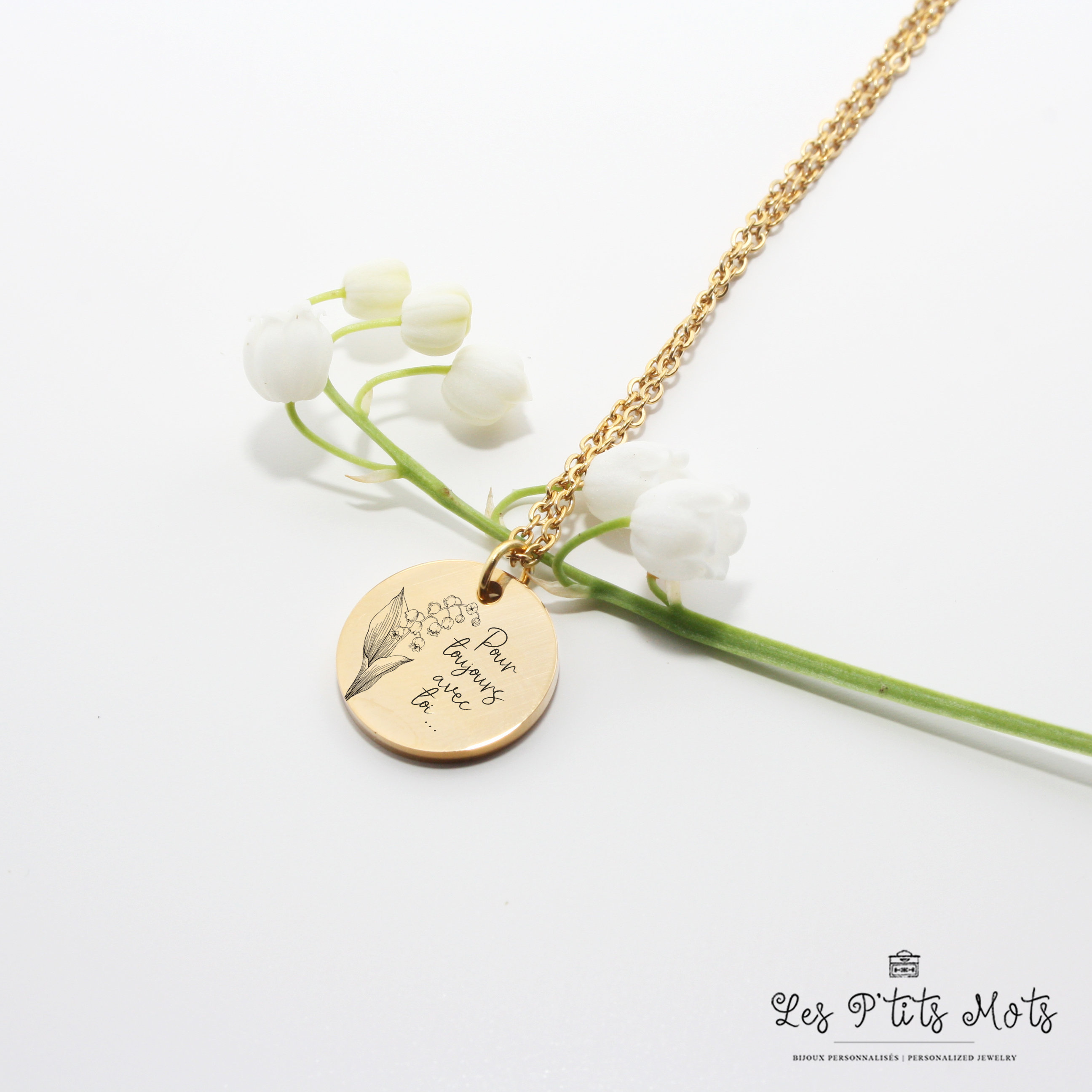 Personalized Lily of the Valley Necklace Lucky Jewel Mom - Etsy Israel