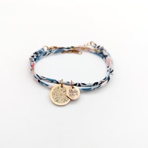 Bracelet Personnalisé cordon liberty Bracelet pour Maman, Mamie, Marraine, Cadeau naissance, Cadeau nounou, Cadeau baptême Or rose