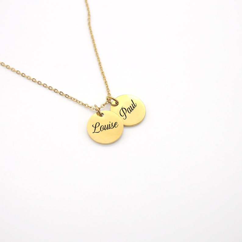 Necklace with personalized medal, Customizable necklace, Mom gift, Godmother, Sister, Birth gift, Bridesmaid jewelry Gold