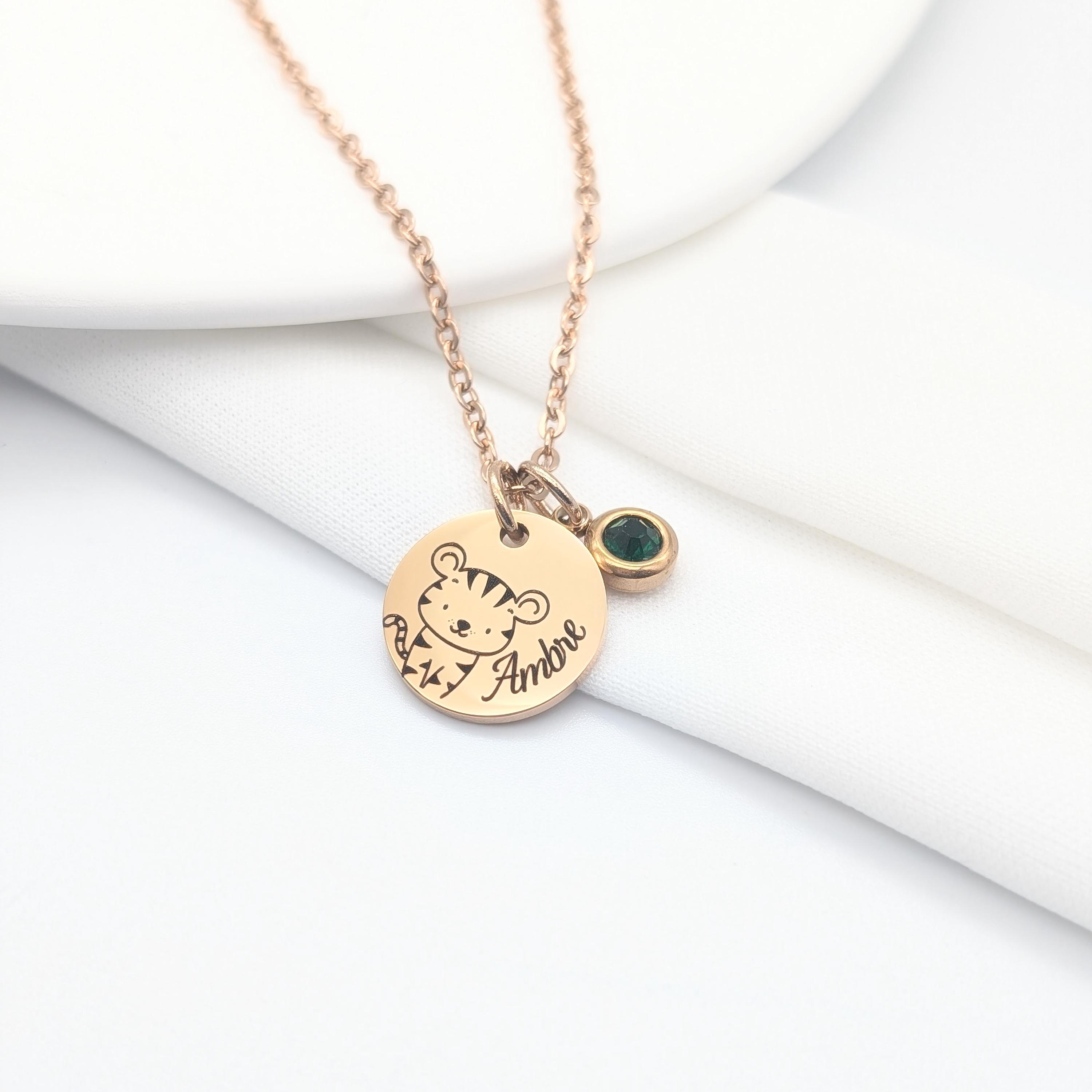 Personalized children's necklace with animal, Children's name necklace, Baptism gift, Birth, Children's birthday gift, Children's Christmas gift