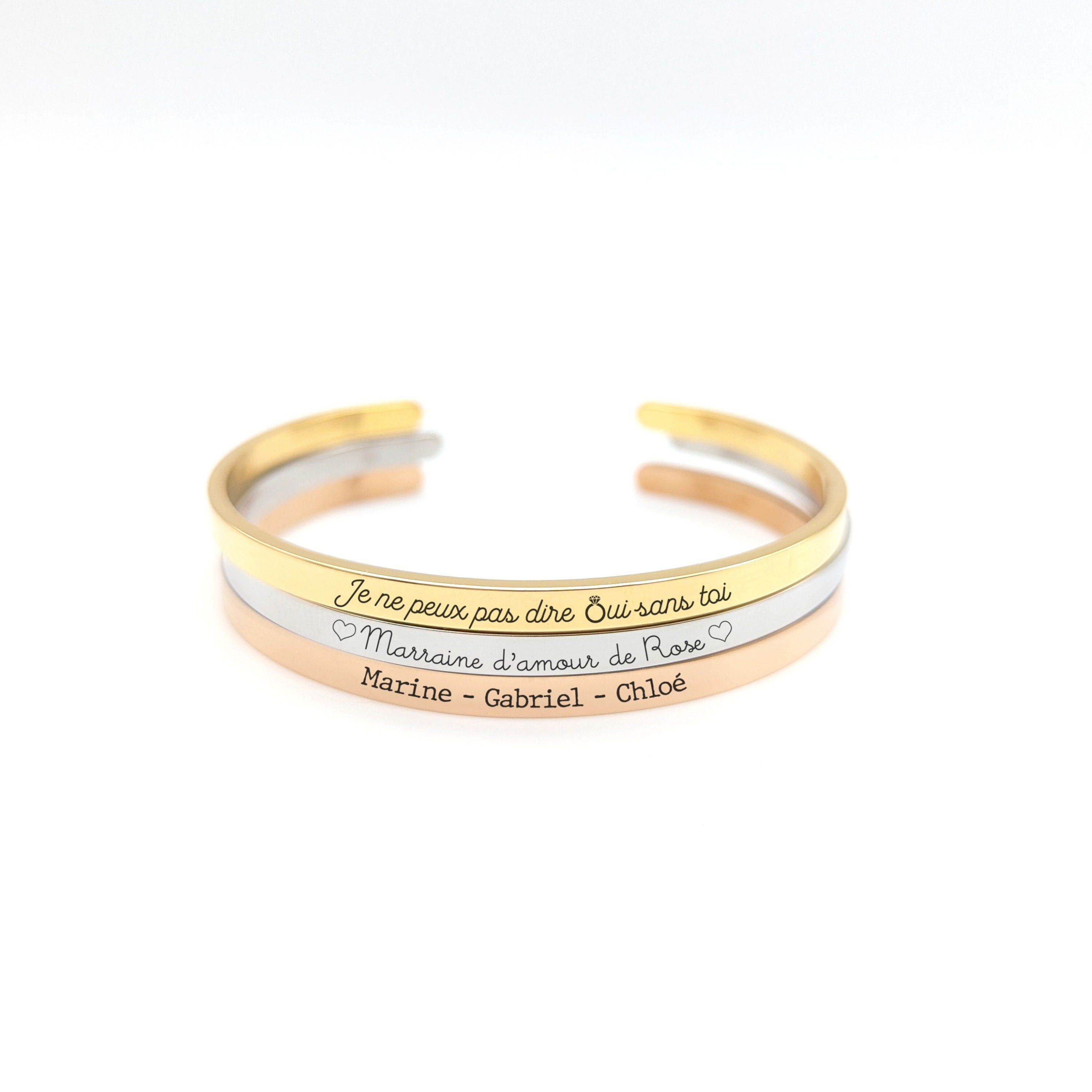 Bracelet Jonc Réglable Avec Fleur à Cinq Feuilles - Cadeau Pour Femme/fille | Alliage, Ne Se Décolore Pas