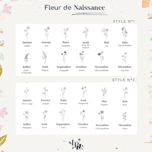 Collier personnalisé avec fleur de naissance et gravure prénom, Cadeau maman, marraine, Cadeau naissance, Cadeau fête des mères image 5