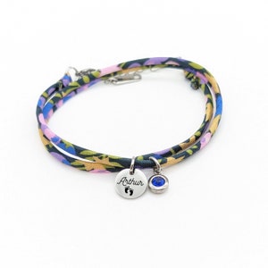 Bracelet personnalisé cordon Liberty avec pierre de naissance, Bijou pour Maman, Marraine, Cadeau naissance, Cadeau Fête des mères image 5