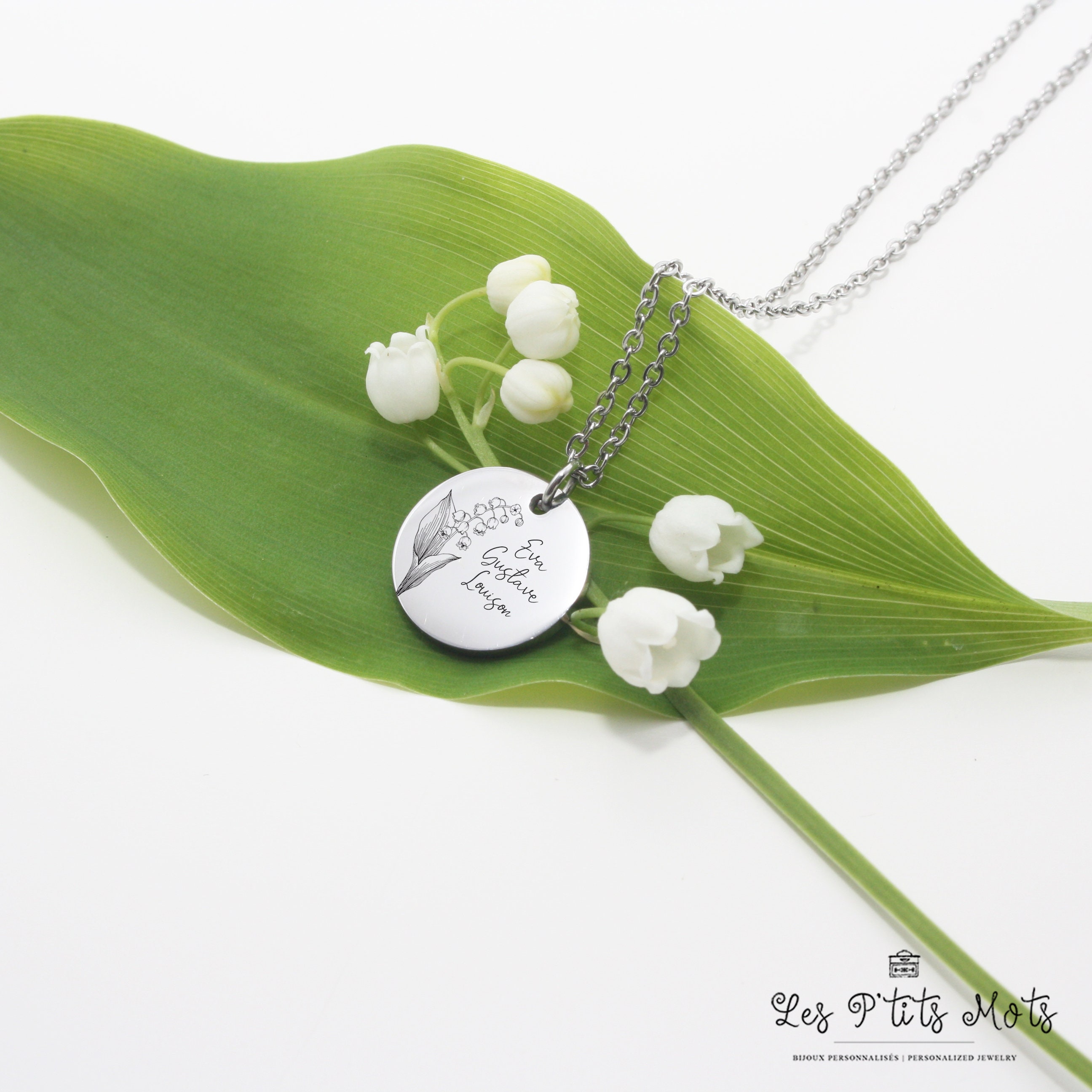 Personalized Lily of the Valley Necklace Lucky Jewel Mom - Etsy