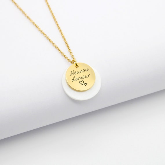 Personalized Mother of Pearl Pendant Necklace