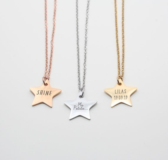 Personalized Necklace Star - Necklace First Name, Jewel Birth, Gift Woman, Jewel Mom Girl, Necklace Baptism, Personalized Christmas Gift