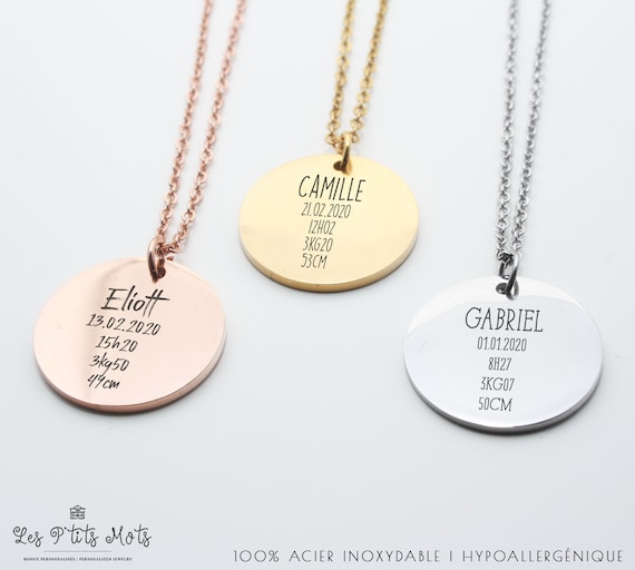 Personalised Birth Collar Mom Necklace Birth Gift Baby Etsy Canada
