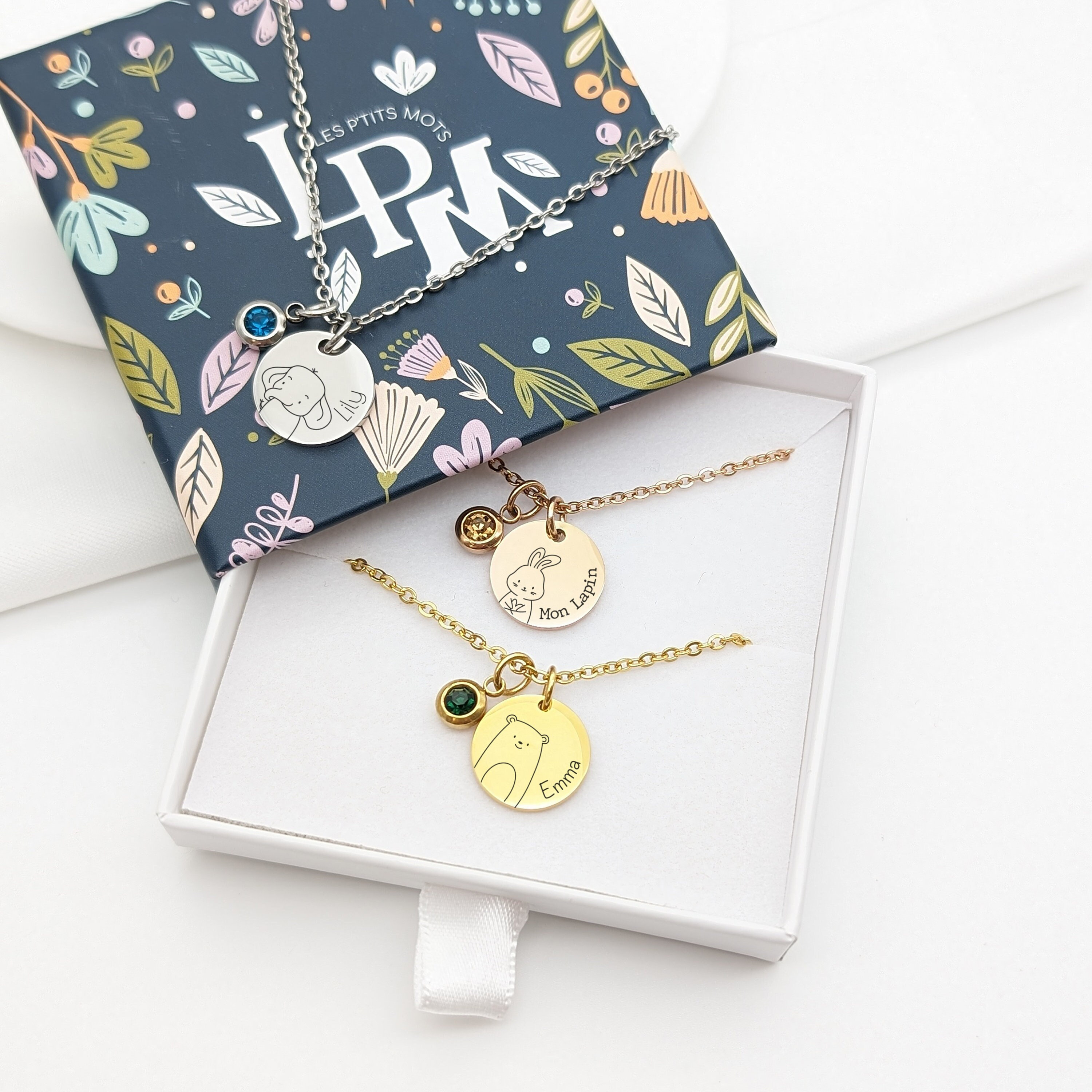 Personalized children's necklace with animal, Children's name necklace, Baptism gift, Birth, Children's birthday gift, Children's Christmas gift