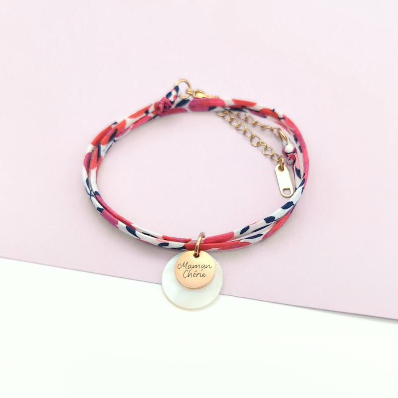 Personalisiertes Liberty-Armband mit Perlmutt, Armband mit Vornamen, Geschenk für Mutter, Herrin, Patentante, Geburtsgeschenk, Geschenk für Brautjungfern Bild 4