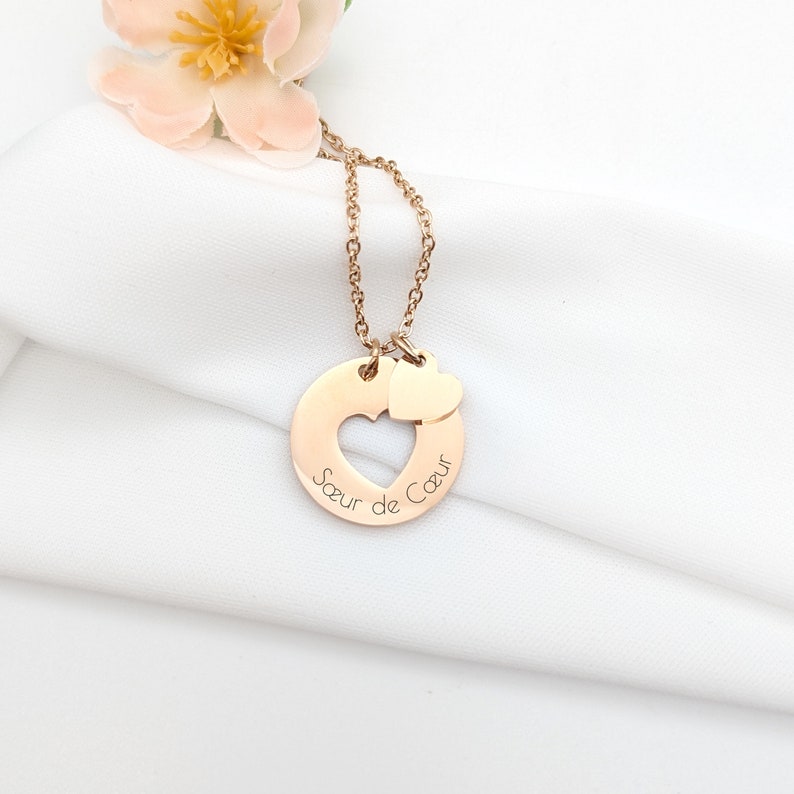 Heart pendant necklace, Personalized women's necklace, Jewelry for Mom, Grandma, Godmother jewelry, Birth gift, Mother's Day gift image 4