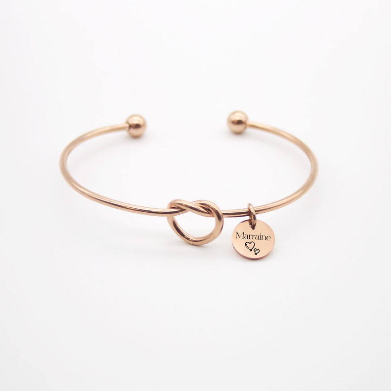 Personalized bangle bracelet with engraved medals Mom Gift, Godmother Gift, Bachelorette Party Gift, Birth Gift, Mother's Day Gift image 5