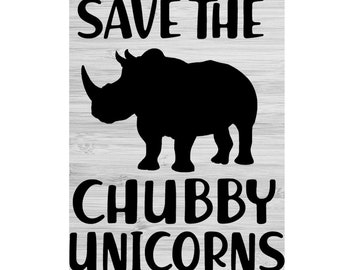 Save the Chubby Unicorns, Rhino SVG png, Cut File, Digital Download