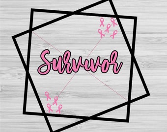 Survivor Breast Cancer  Square saying with Ribbons  SVG - png, Cut File, Digital Download Be Savage Not Average