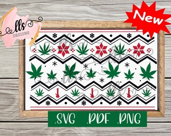 Nordic Sweater Winter Christmas design with Fair Isle Cannabis, Marijuana, Weed  SVG/waterslide/sublimation - png, pdf Cut File