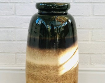 Scheurich  284-53 West German Pottery | Floor Vase | Drip Glaze Olive and Mushroom