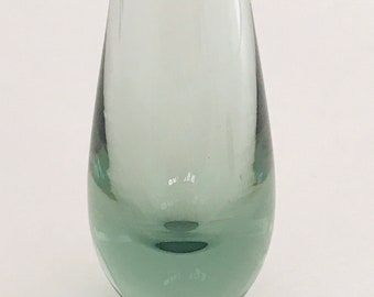 Small Mid Century Orrefors style Blue Grey Torpedo glass vase.