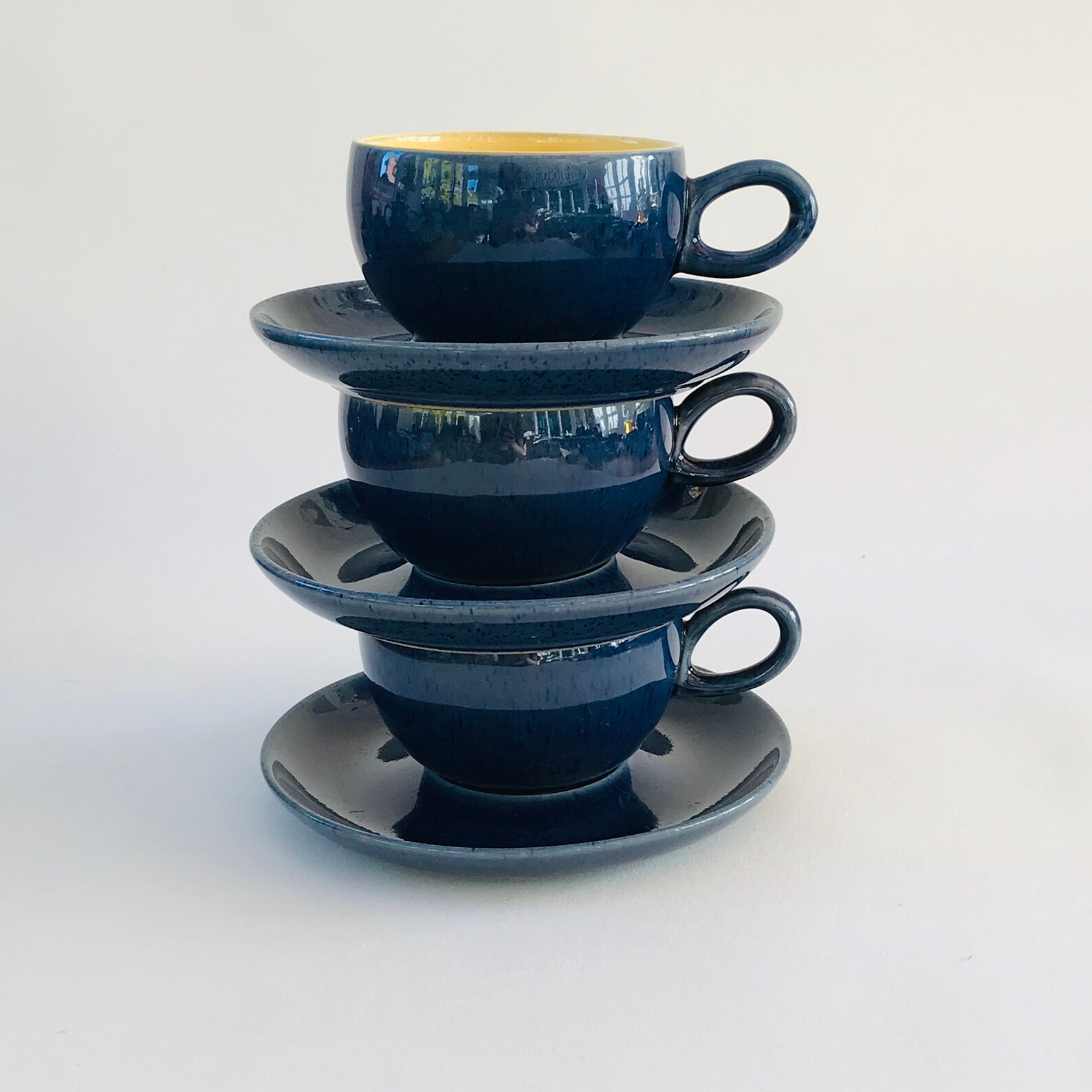 Denby Cottage Blue Cup and Saucer Set 1950s Loop Handle Etsy