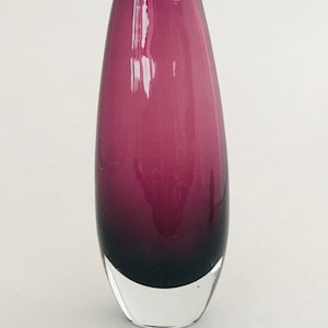 Deep Amethyst 6&quot; tall mid century torpedo Swedish glass vase