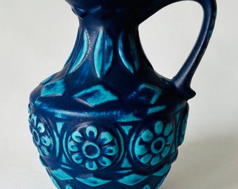 Bay Keramik 77-17 | West German Pottery Blue Turquoise Pottery Jug | 1960s