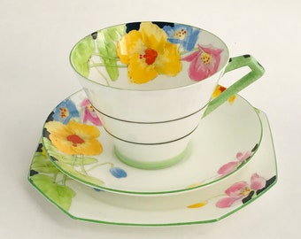 Royal Paragon 1903s Art Deco 'Icelandic Poppies' Hand Painted Bone China