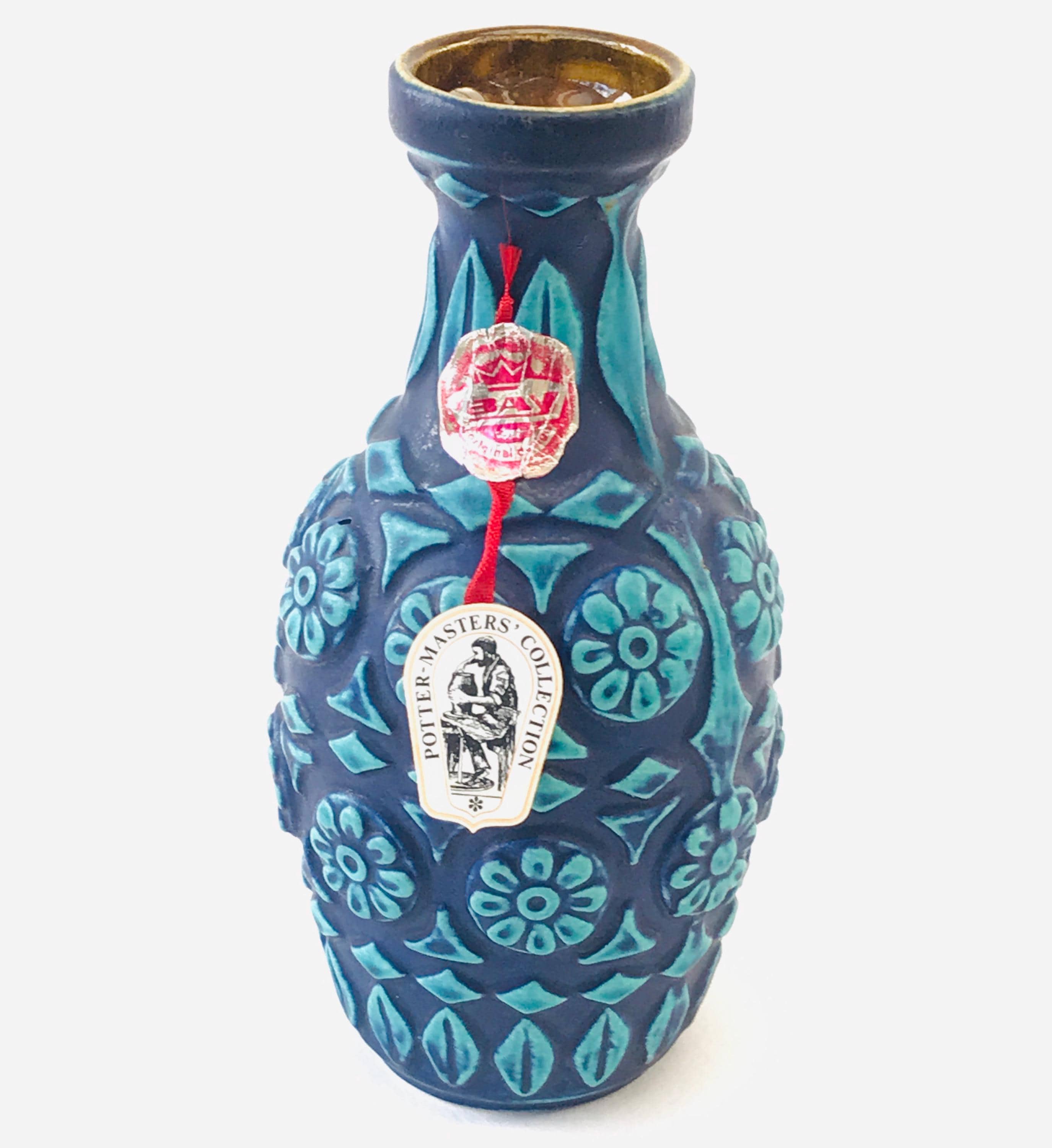 Bay Keramik 76-20 West German Pottery Blue Turquoise Vase With
