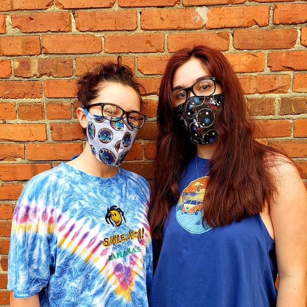 Grateful Dead Fabric Face Mask Cover with Filter Pocket and Tie Straps