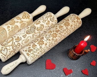 FOREST Christmas Wild Ornament Sweet Natural Nice Cookies Santa Gift Birthday Present Laser Engraved Rolling Pin Large Holiday Embossing