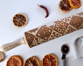 FOREST Christmas Wild Ornament Sweet Natural Nice Cookies Santa Gift Birthday Present Laser Engraved Rolling Pin Large Holiday Embossing