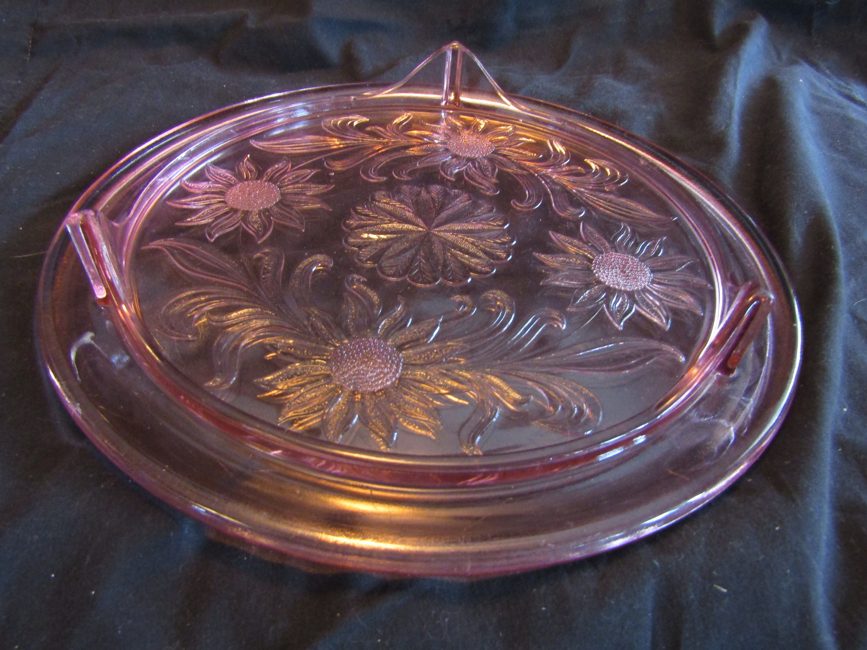 Antique 10 Pink Depression Glass Cake Plate Etsy