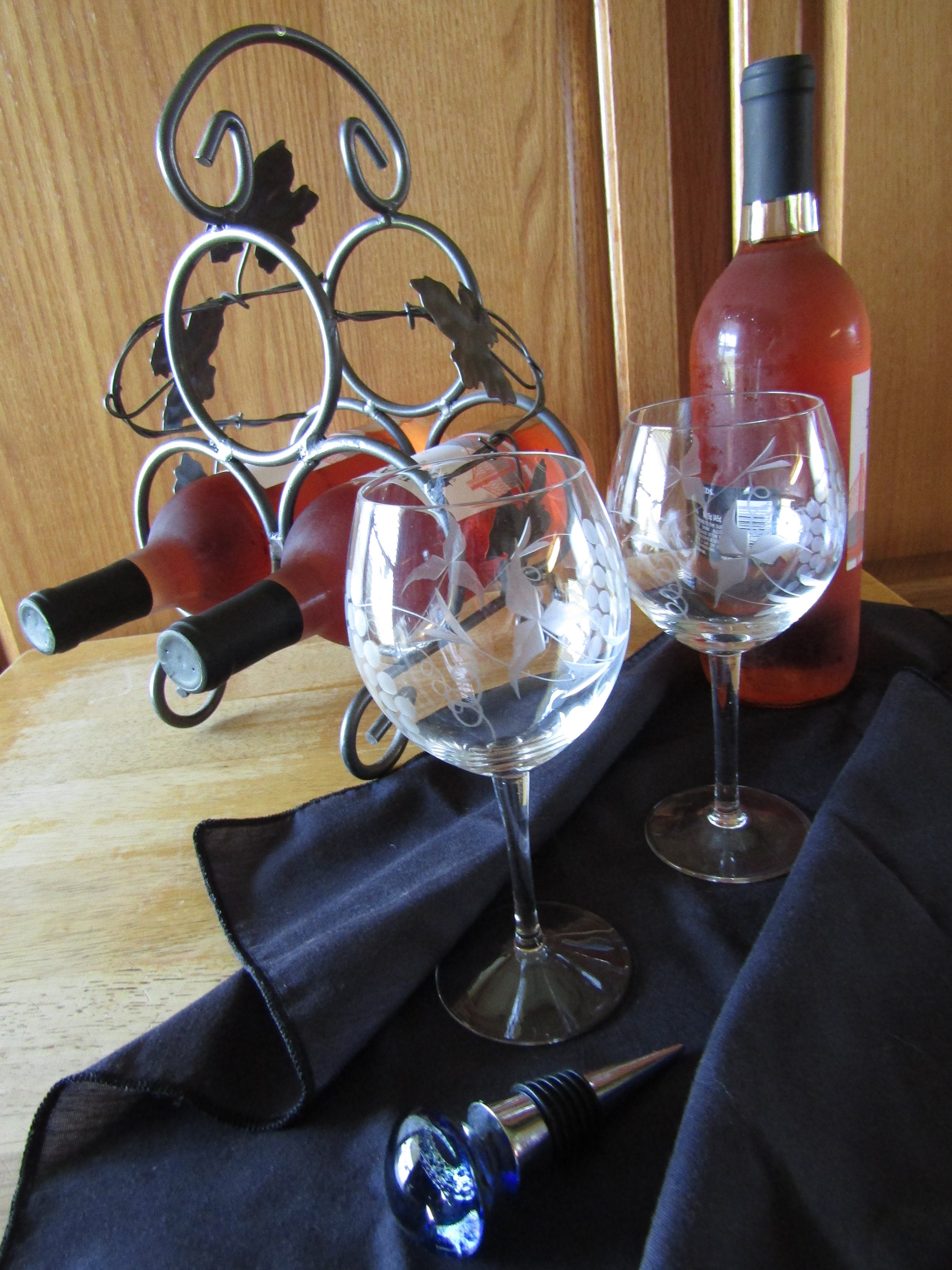 Wine Rack Antique Wine Glasses & Bottle Stopper Etsy
