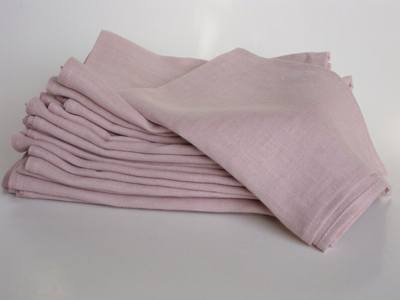 Linen Napkins in Bulk, Dinning Reusable Napkins, Individual Napkins, Softened Blush Pink Napkins