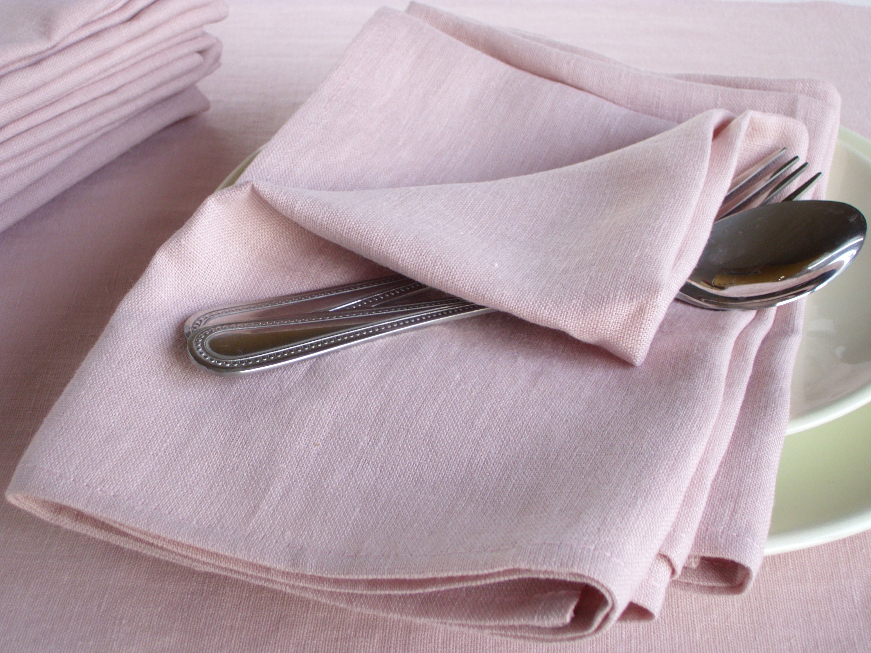 Pastel Pink Linen Napkins Set Of 2 Mitered Corners – Sand Snow Linen