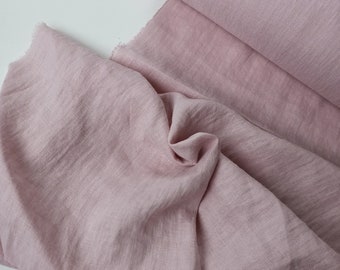 Linen fabric by the yard or meter, Softened, pre-shrunk linen fabric for sewing, Dusty pink linen fabric