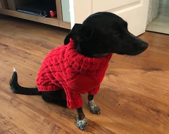 Red Sweater For Dogs, Knitted Dog Sweater, Dog Wear, Knitted Dog Jumper For Winter, War Dog Jumper, Clothes For Big Dogs