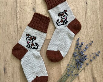 Socks with dog face, Knitted Warm Socks with Dogs, Socks for Dog Parents, Beagle Socks, Jack Russel Socks, Socks for Dog Mom