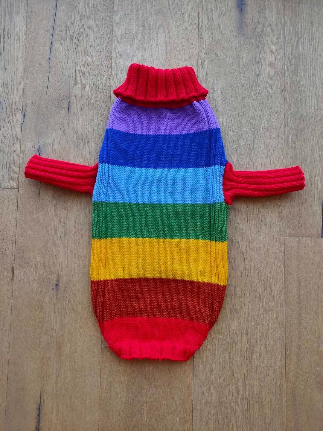 Rainbow Dog Sweater, Large Dog Sweater, Knitted Woolen Dog Sweater