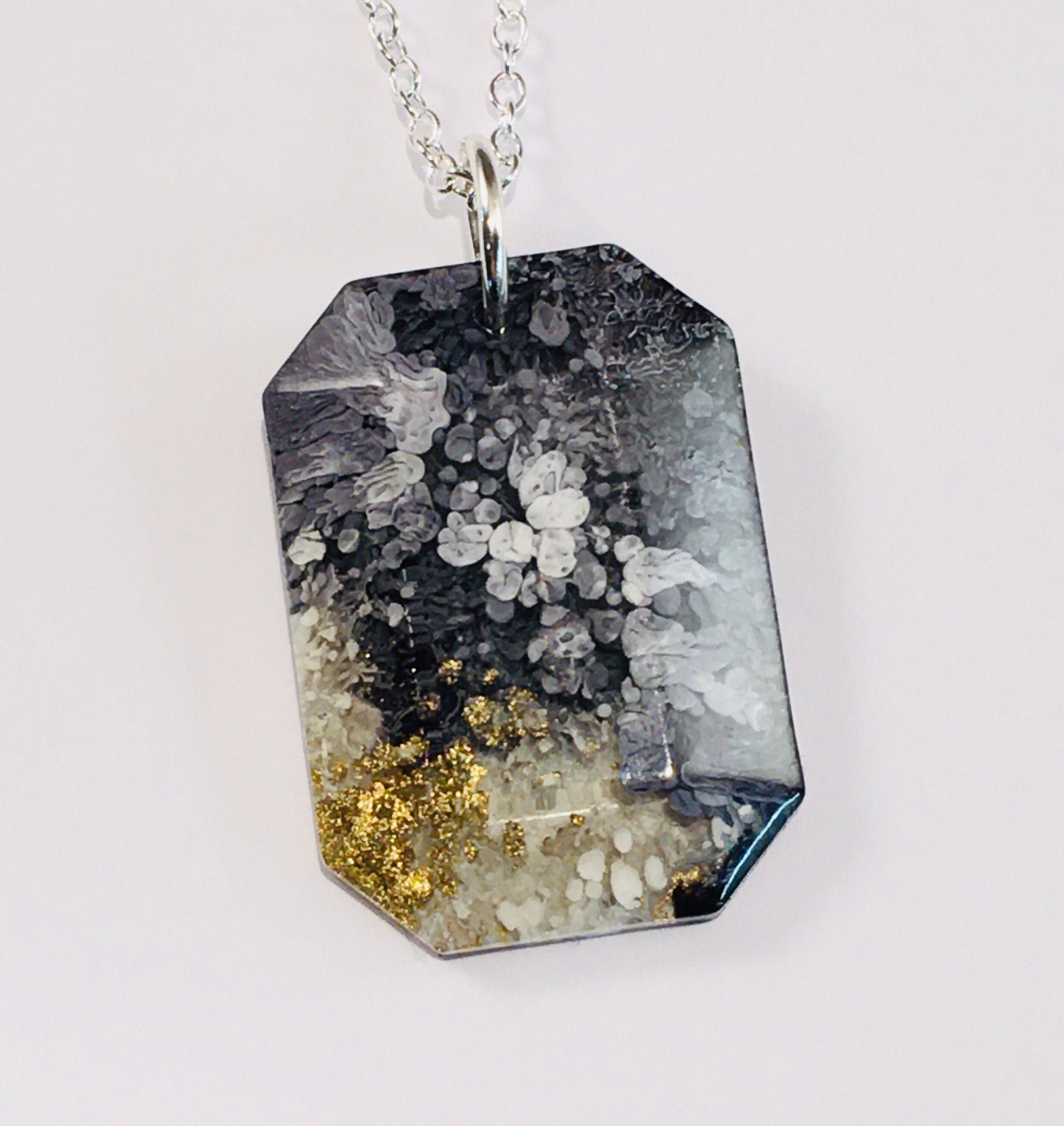 Alcohol Ink Faceted Resin Pendant Necklace - Etsy
