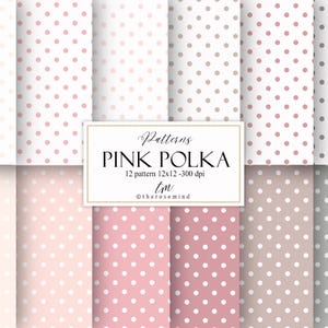 Pink polka dot digital paper, pink scrapbook papers, seamless pattern, fast download