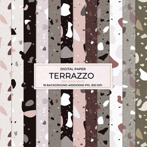 Terrazzo digital paper, terrazzo patterns, terrazzo background, commercial use