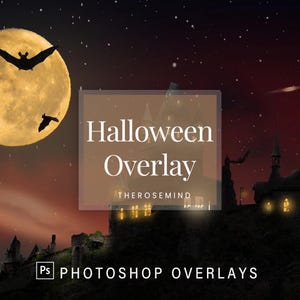 Halloween nakładka Photoshop, cyfrowy pakiet nakładek