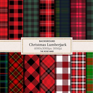 Buffalo Plaid Digital Paper, Christmas Paper, Scrapbooking Paper