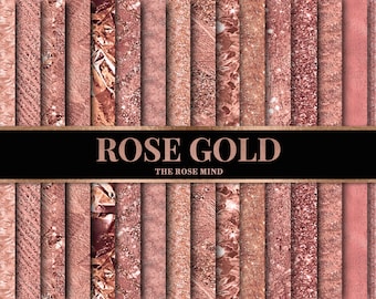 Rose Gold Background, Rose Gold Digital Paper, Rose Gold Scrapbook Paper, Rose Gold Glitter Textures
