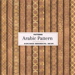 Arabic Digital Paper, Arabic Pattern, Arabic Digital Background, Scrapbook Paper, Gold Arabic Patterns, gold foiled maroccan arabic