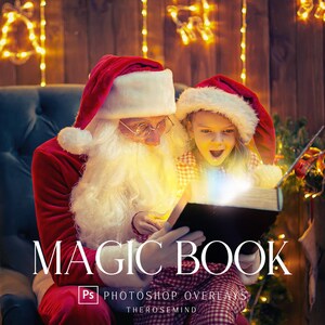 Lumière de livre magique, superpositions de lumière magique pour Photoshop, superpositions de Noël, superpositions de lumière de livre