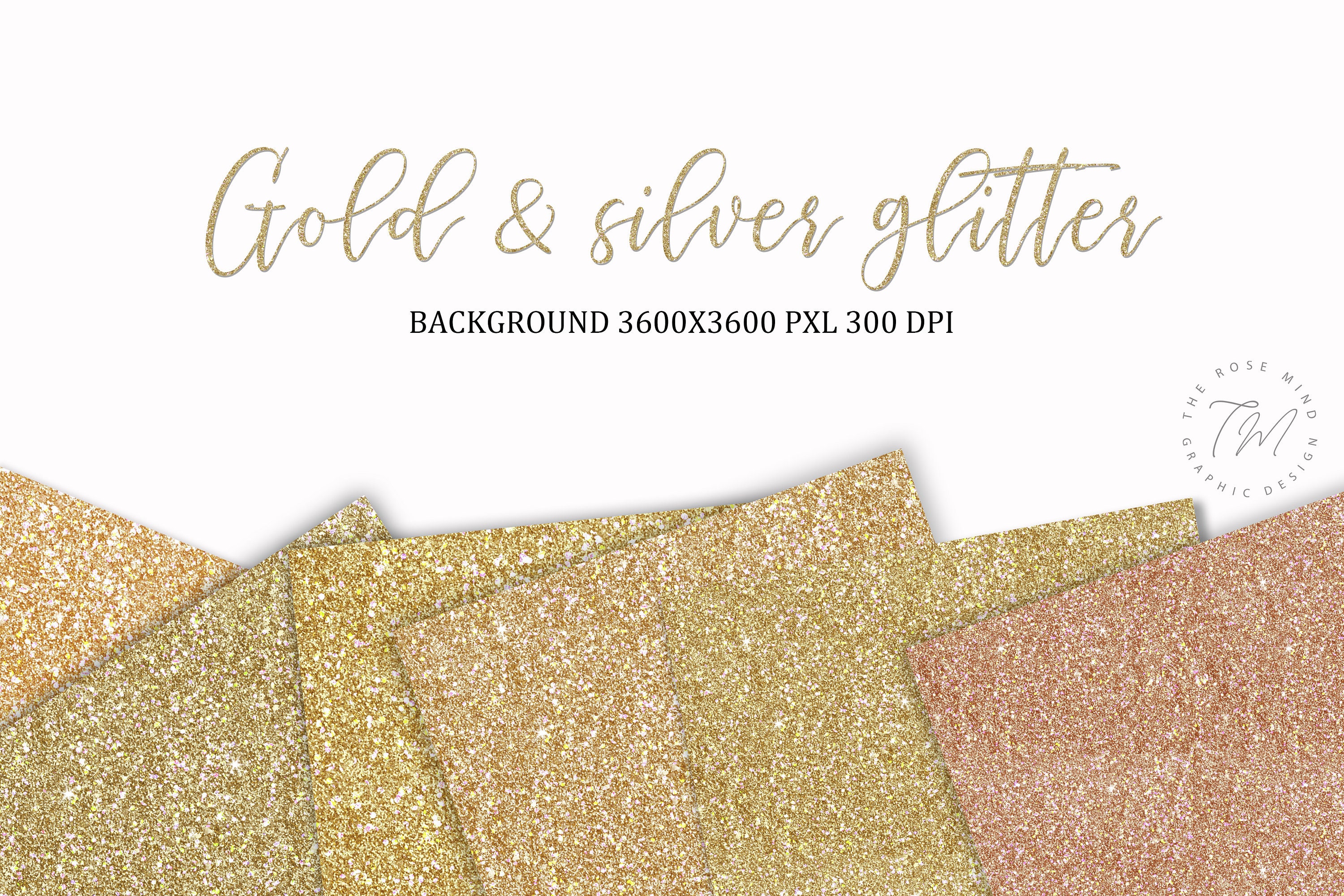Gold & Silver Glitter Digital Paper, Gold Glitter, Silver Glitter ...