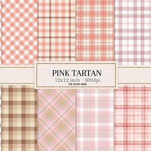 Pink  digital papers, Pink tartan digital paper, pink tartan textures, pink tartan wall paper, tartan digital paper, download fast,