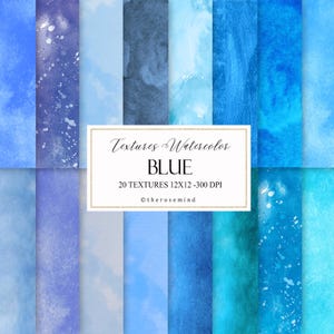 Blue watercolor digital paper,  fast download, scrapbook paper blue