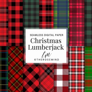 Set di Carta Digitale Lumberjack per Scrapbooking | Carta Stampabile per Progetti Creativi | Texture Natalizie, Planner e Biglietti