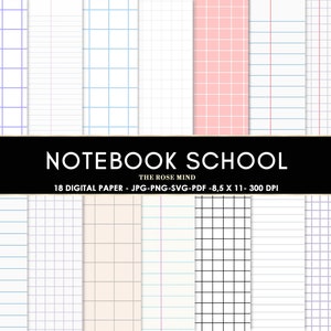 Notebook School digital paper, notebook, back to school, notebook pdf, notebook png