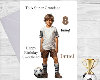 Personalised Football Birthday Card, Son, Grandson, Nephew, Cousin Any age